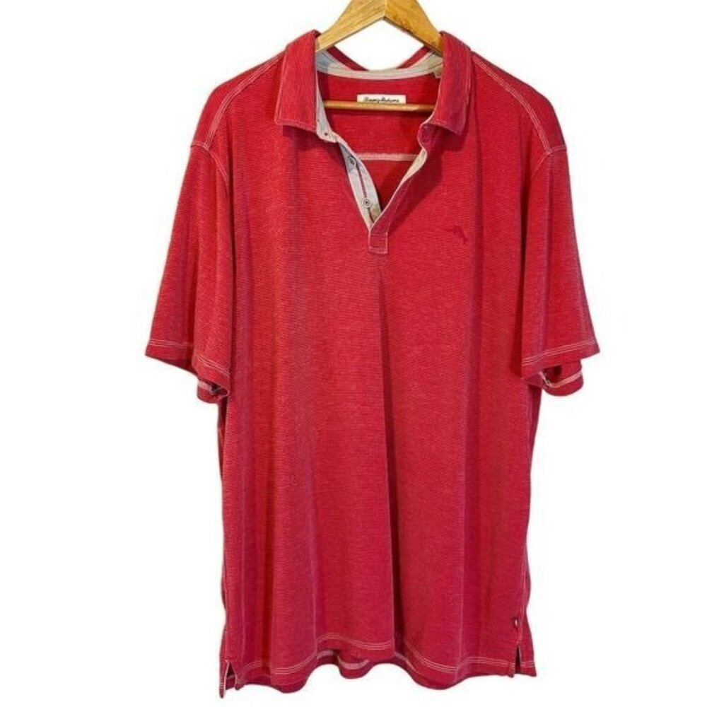 Tommy Bahama Men's Red‎ Short Sleeve Polo Shirt XXL Coastal Beach Vacation